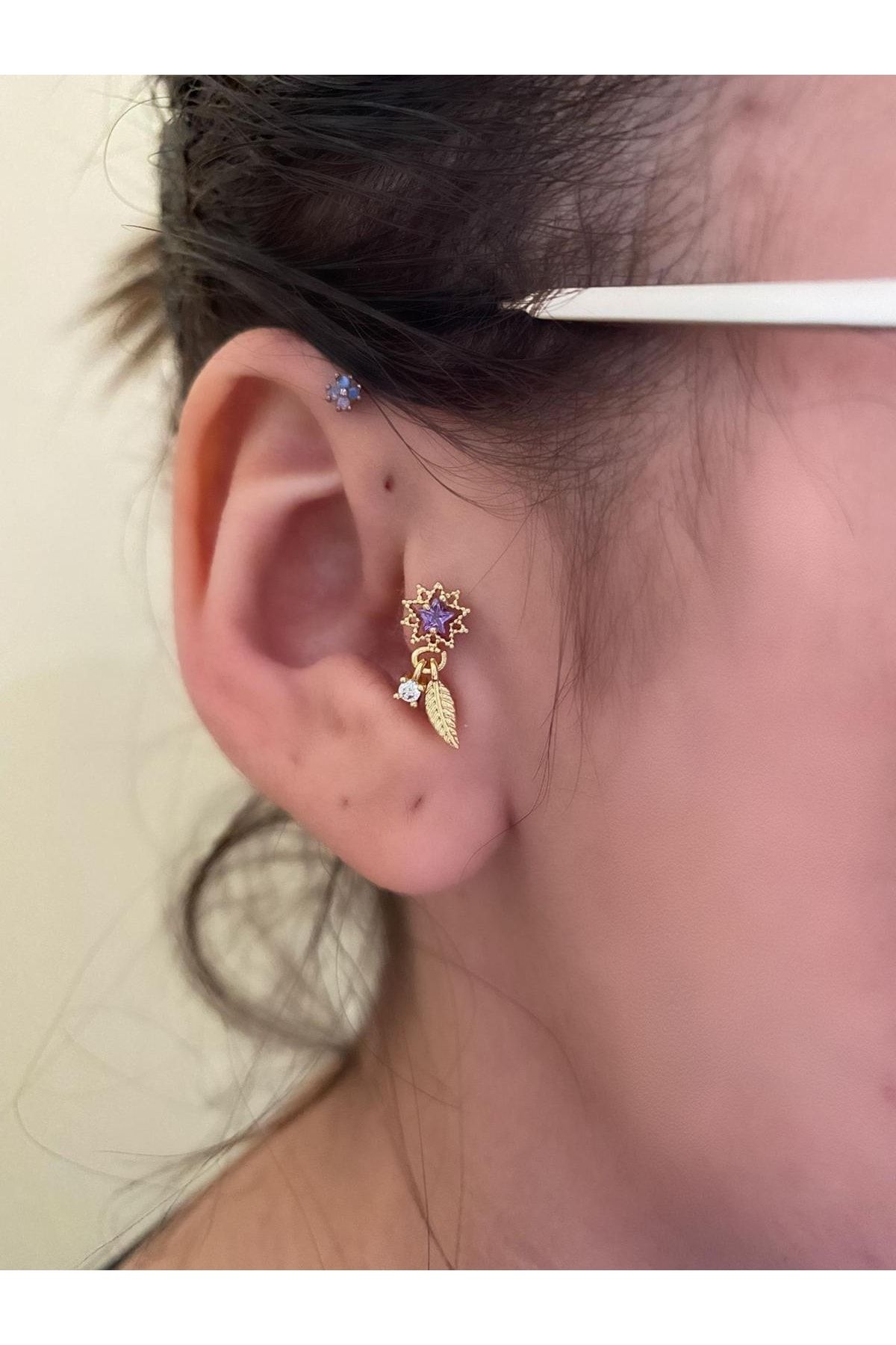 Cerrahi Çelik Tragus Kıkırdak Uyumlu Piercing