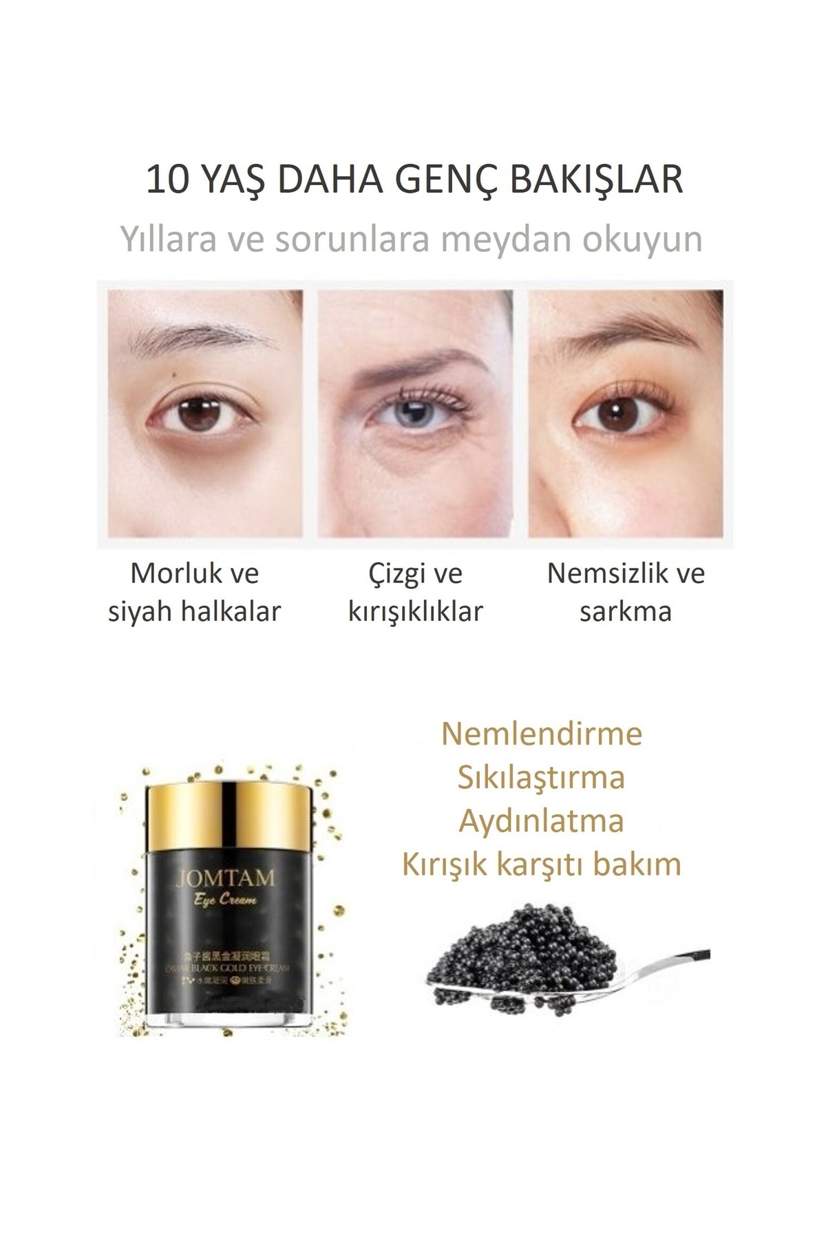 Siyah Havyar Altın Nemlendirici Anti-age Göz Kremi 60 Gr — MIN339 — تصویر 8 از 8