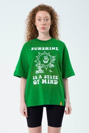 Eazy Yeşil Sunshine Unisex Extra Oversize Baskılı Kısa Kollu T-shirt Eazy 5050