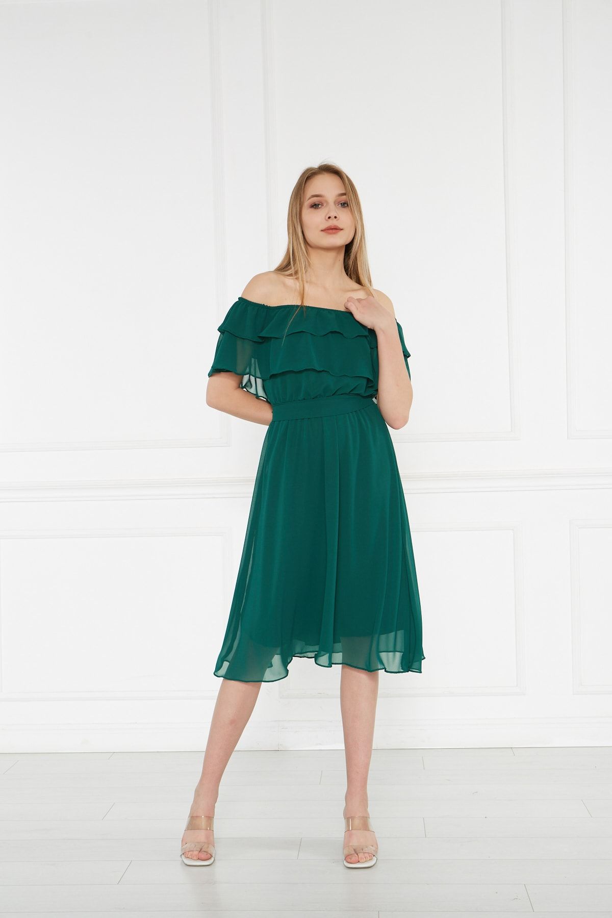 Oriel lace bardot store dress