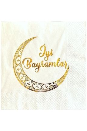Peçete Iyi Bayramlar Altın Varak Süslemeli Peçete 16 Adet ramazan0014