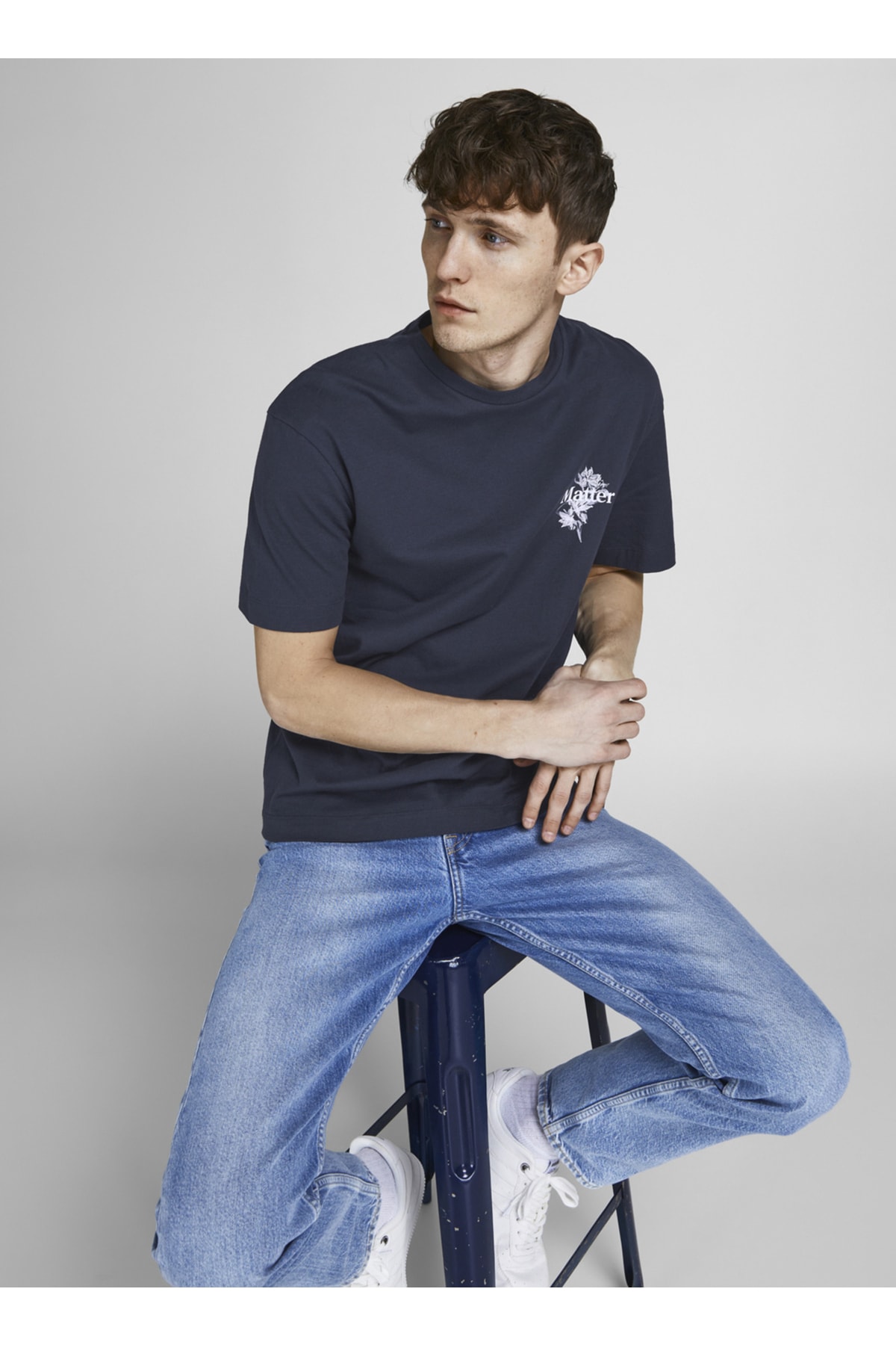 تی شرت مردانه طرح دار سرمه ای کد 12205878_jorflows جک اند جونز تی شرت Jack & Jones