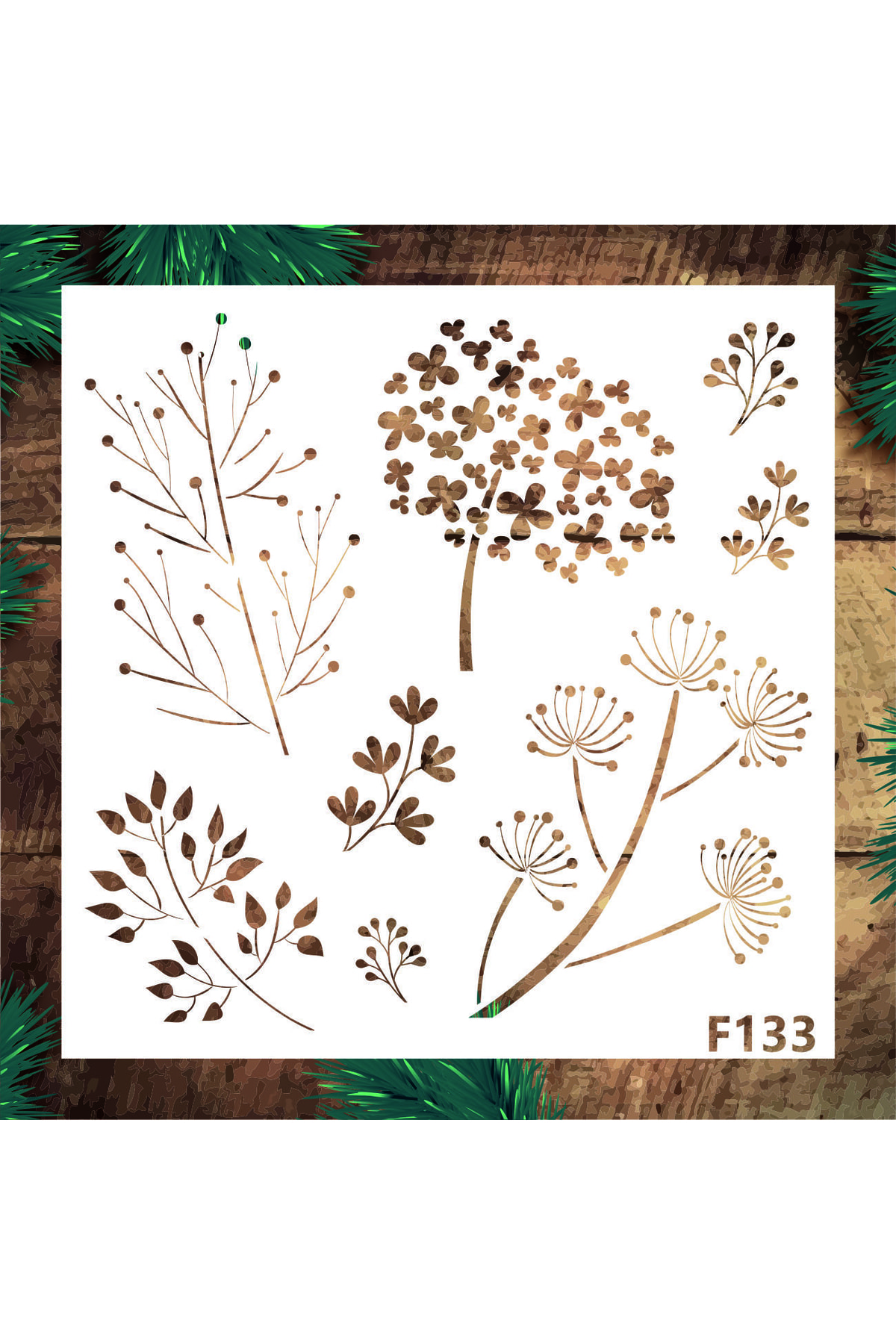 STENCİLTASARIM Stencil Tasarım F133 - Dekoratif Duvar, Fayans Ve Eşya Boyama Şablonları 25x25cm