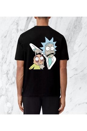 Regular Unisex Rick And Morty Arka Siyah Tshirt RICKATN0005