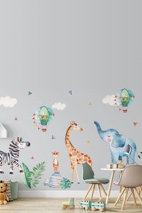 Yavru Hayvanlar Pastel Renkler Bebek Odası Duvar Sticker Seti KTDOA84