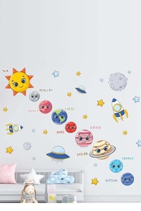 Sevimli Gezegenler Ve Isimleri Çocuk Odası Duvar Sticker KTDOA614