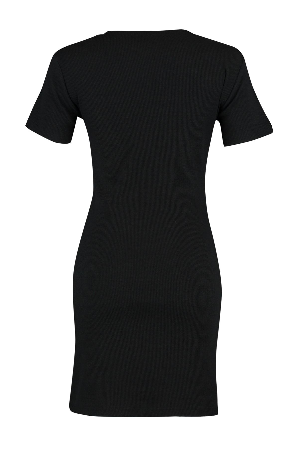 Trendyol Collection-Black Tie Detailed Crew Neck Knitwear Look Mini Pletené šaty TWOSS22EL0751 8