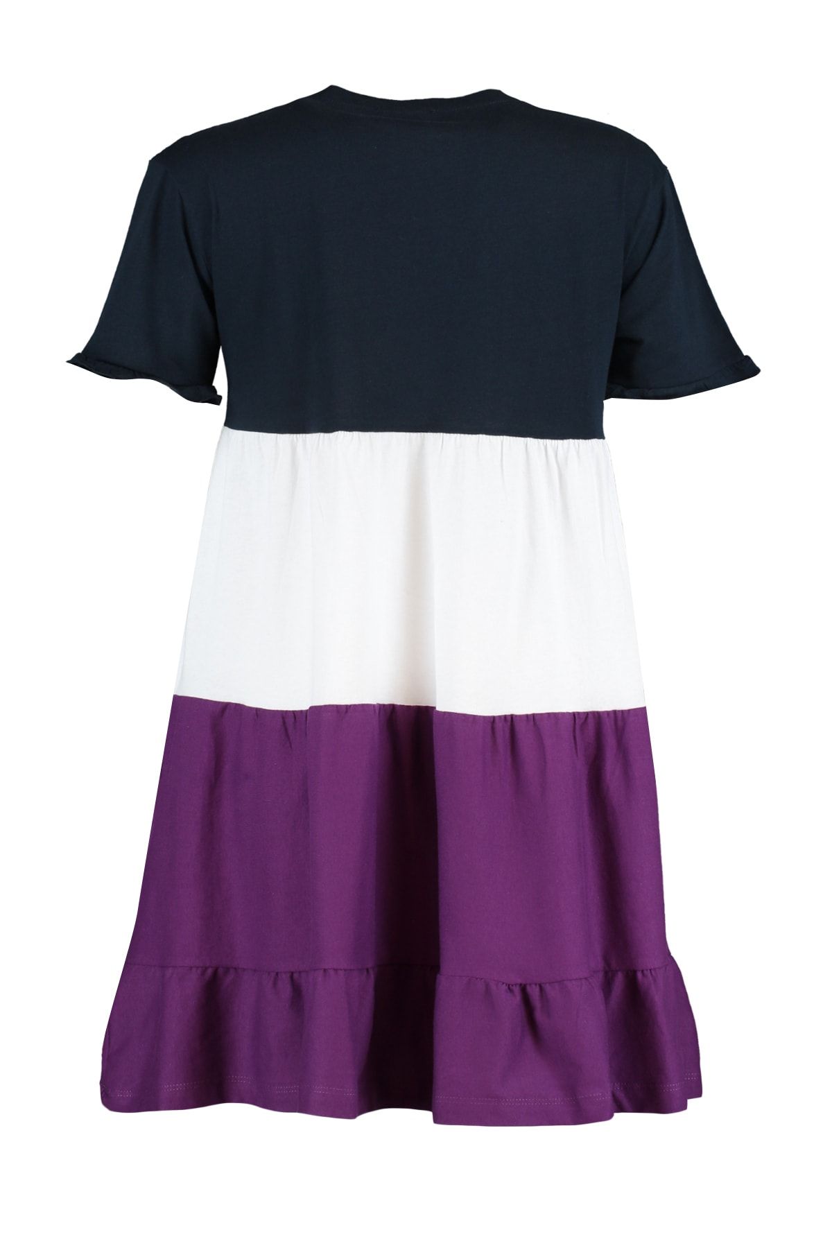 Kolekcia Trendyol-Námornícka modrá 100% bavlna Color Block Shift/Plain Mini pletené šaty TWOSS20EL1638 8