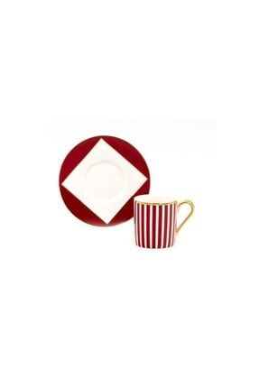 6 Kişilik Porselen Kırmızı-beyaz Kahve Fincan Tkm Harlem-65 HARLEM-65
