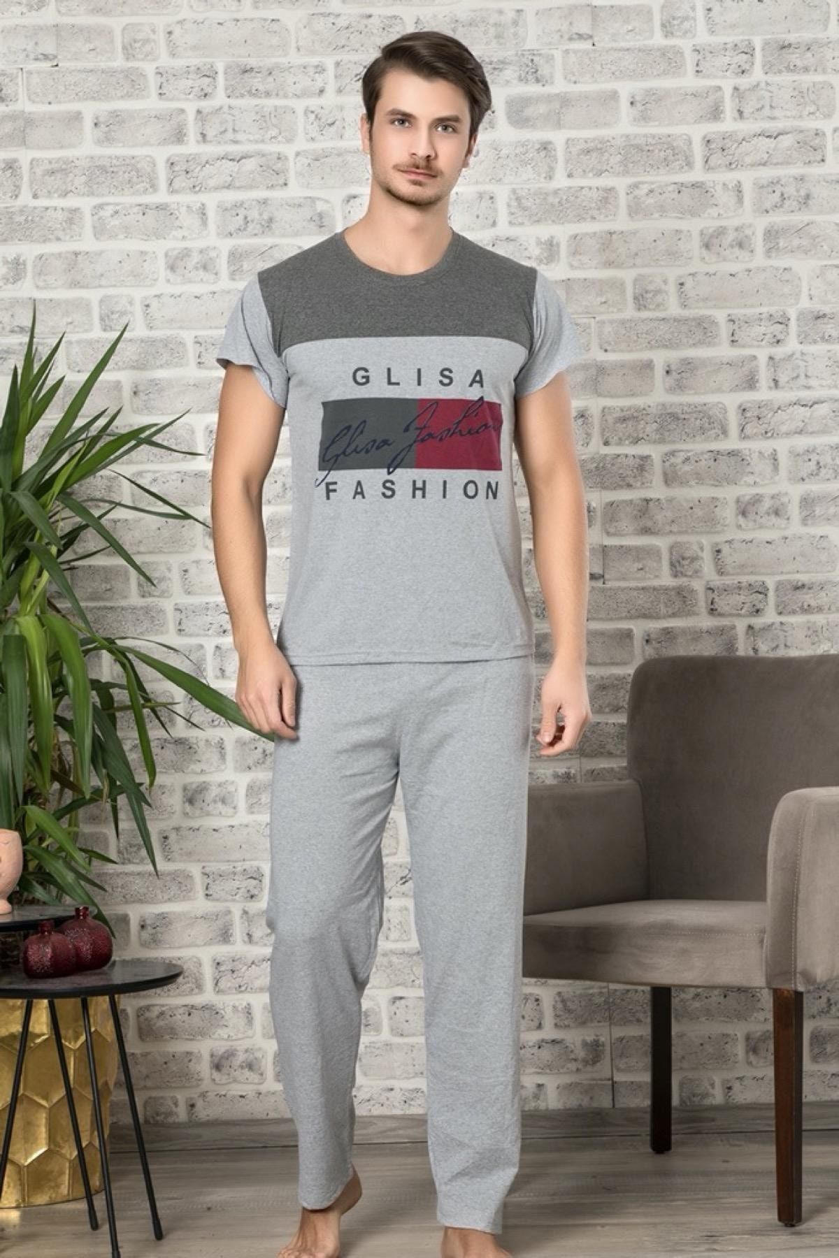 Lila Pijama Erkek Pijama Takimi Kisa Kol Trendyol