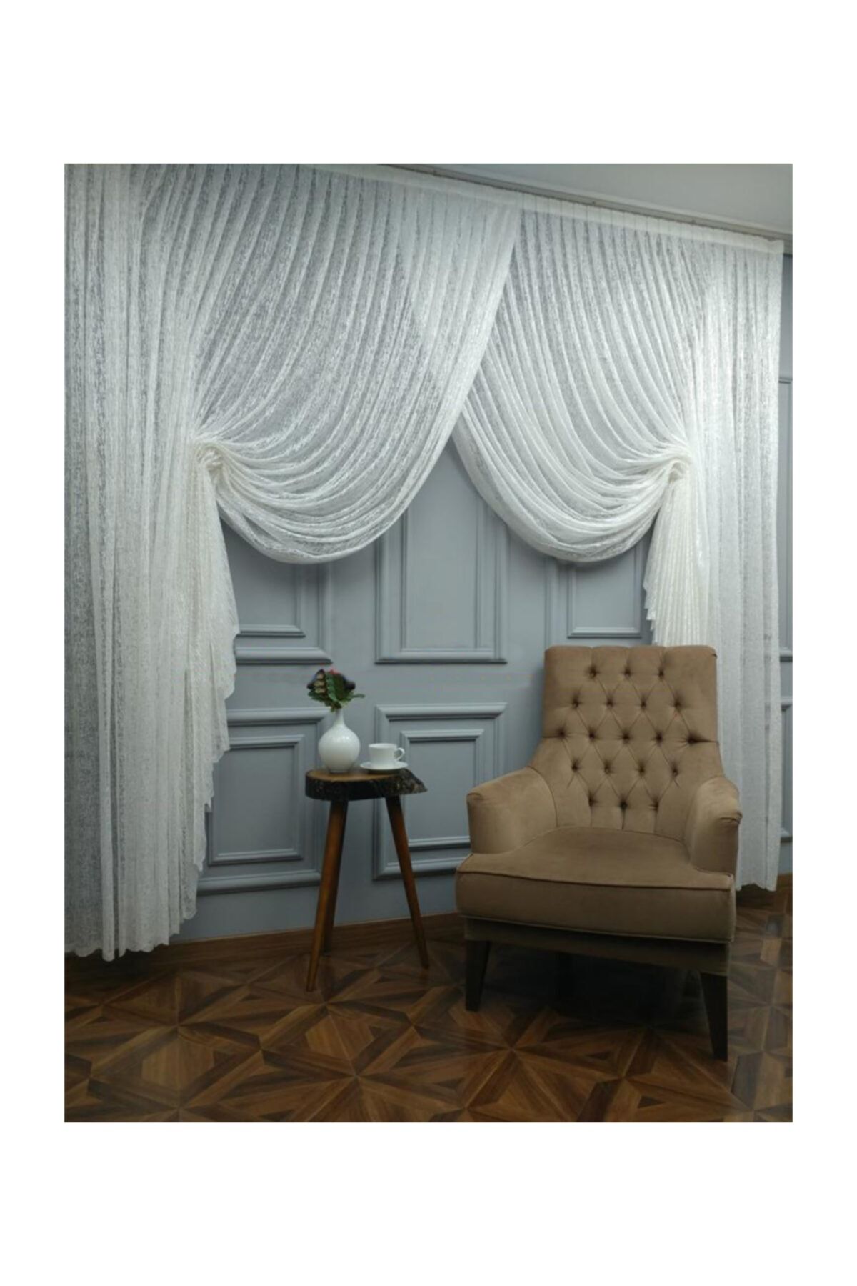 Esse Home Spor Desen Dantel Tül Ve Kruvaze Perde,  Kravuze, 1/4 350x250 cm