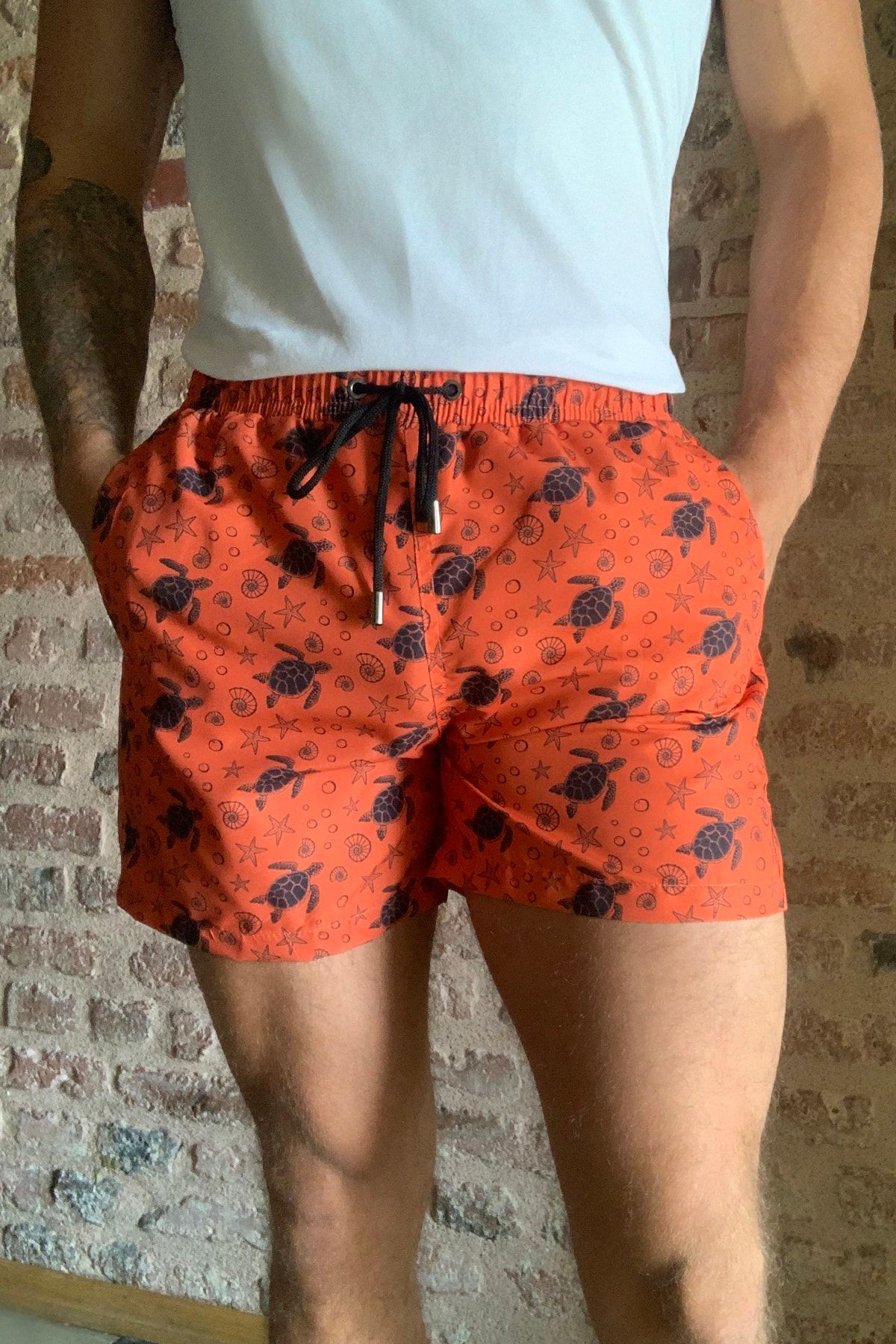 Trendyol Man Camel Erkek Kaplumbaga Desenli Deniz Sortu Tmnss20ds0007 Trendyol