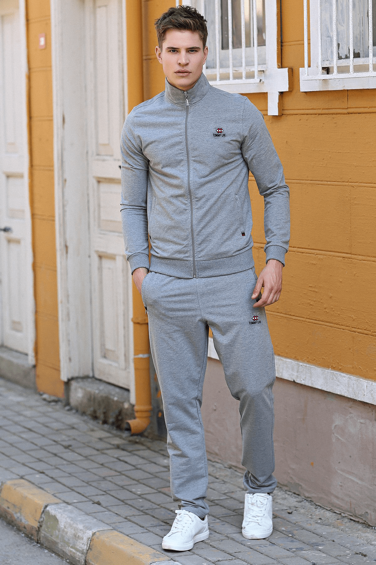 Tommy Life Yakali Gri Melanj Erkek Esofman Takim 85072 Trendyol