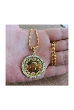 Taki Tasarim Cerceveli Tam Altin Kolye Trendyol