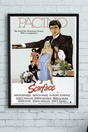 Scarface-yaralı Yüz Film Afişi Çerçeveli Tablo (21x30cm) PSTRMNYC11471