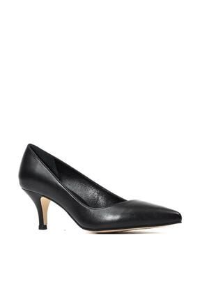Hakiki Deri Siyah Klasik Topuklu Kadın Ayakkabı ESST96S