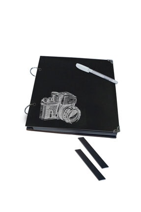 Fotoğraf Makinası Temalı Albüm Anı Defteri Kapak Seçenekli SKD0000052siyah