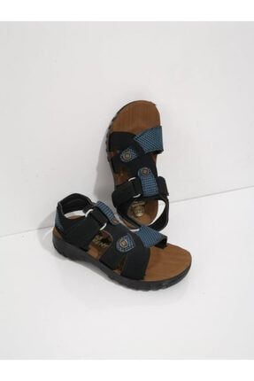 Ortopedik Cırtlı Erkek Çoçuk Sandalet Siyah Mavi 61SANDAL61