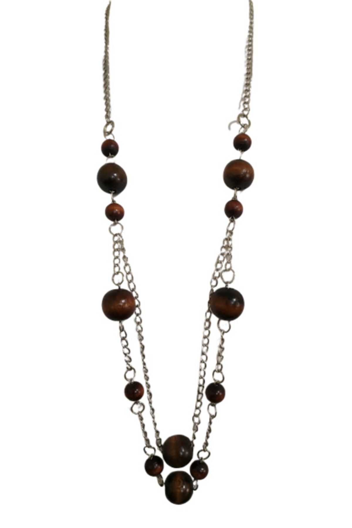 Selin Wooden Necklace with Chain brown Trendyol
