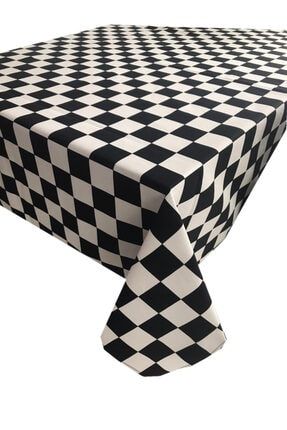 Zeren Home Siyah Beyaz Dama Desenli Dertsiz Masa Ortusu 170 X 280 Cm Trendyol