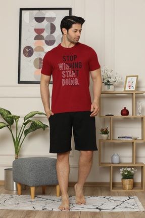 Arcan Erkek Kisa Kol Sortlu Baskili Pijama Takimi Trendyol