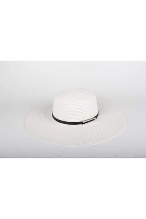 Bayan Hasır Şapka 2020 Yeni Trend Byn-06 U Tokalı Beyaz brs.hsr.008