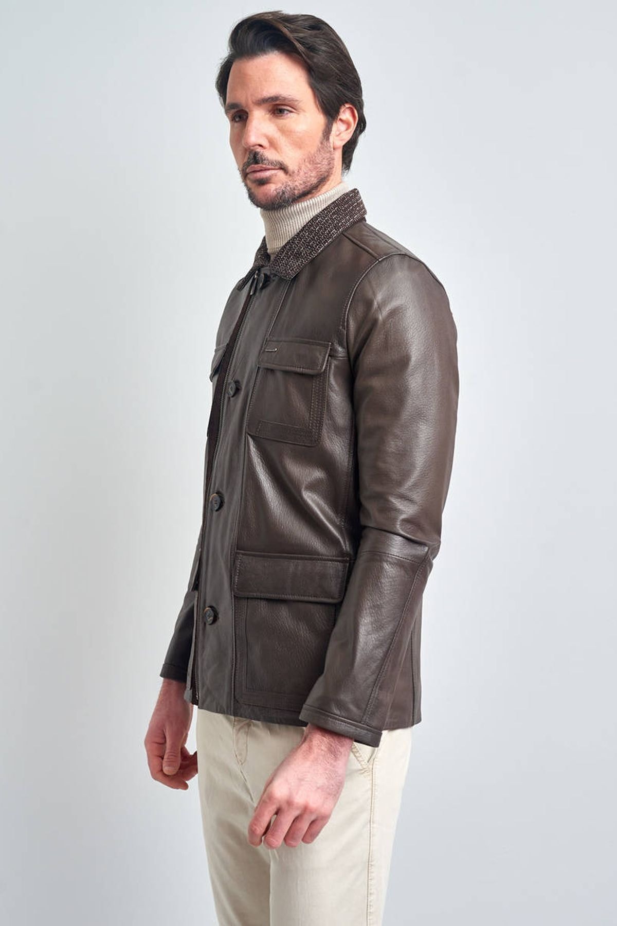 ژاکت مردانه قهوه ای پیرکاردین | PCE180701-1321 اورجینال - تصویر 3