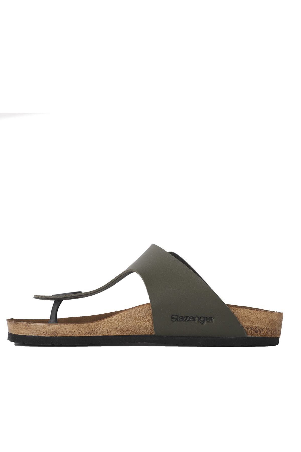 دمپایی اسلازنگر مردانه چرم مصنوعی خاکی مردانه زنانه راسته      کژوال/روزمره | Slazenger SA10SE008 TR - تصویر 4