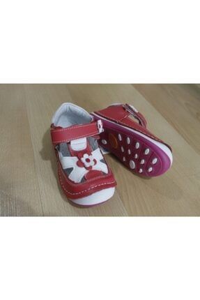 %100 Hakiki Deri Kırmızı Ortopedik Kız Bebe Ayakkabısı DERİ PATİK