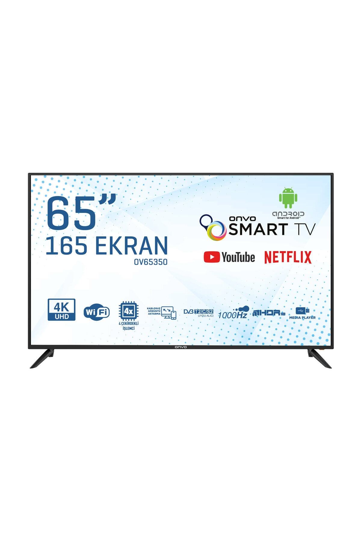 onvo ov65350 65 165 ekran uydu alicili 4k ultra hd smart led tv fiyati yorumlari trendyol