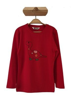 Unisex Çocuk Kırmızı Dino T-shirt KAD1000113