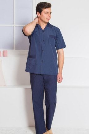 Erkek Classıc Uzun Kol Komple Düğmeli Pijama Takım 1607490000_A