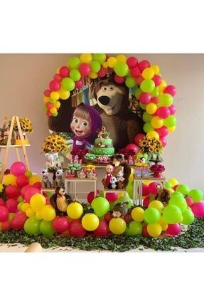 Dunya Magnet 100 Adet Metalik Balon Ve 5 Mt Balon Zinciri Yesil Fusya Sari Masa Ile Koca Ayi Konsept Balon Trendyol