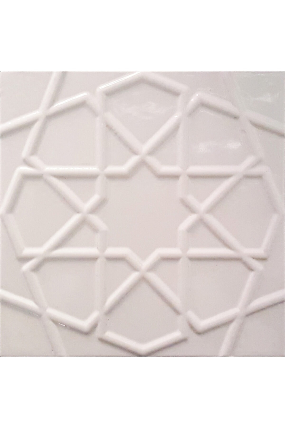 Armada Çini 20x20 Cm Rölyefli Beyaz Selçuklu Yıldız Deseni Çini Karo