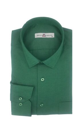 Yeşil Klasik Kesim Uzun Kollu Erkek Gömlek 854-0003-CL