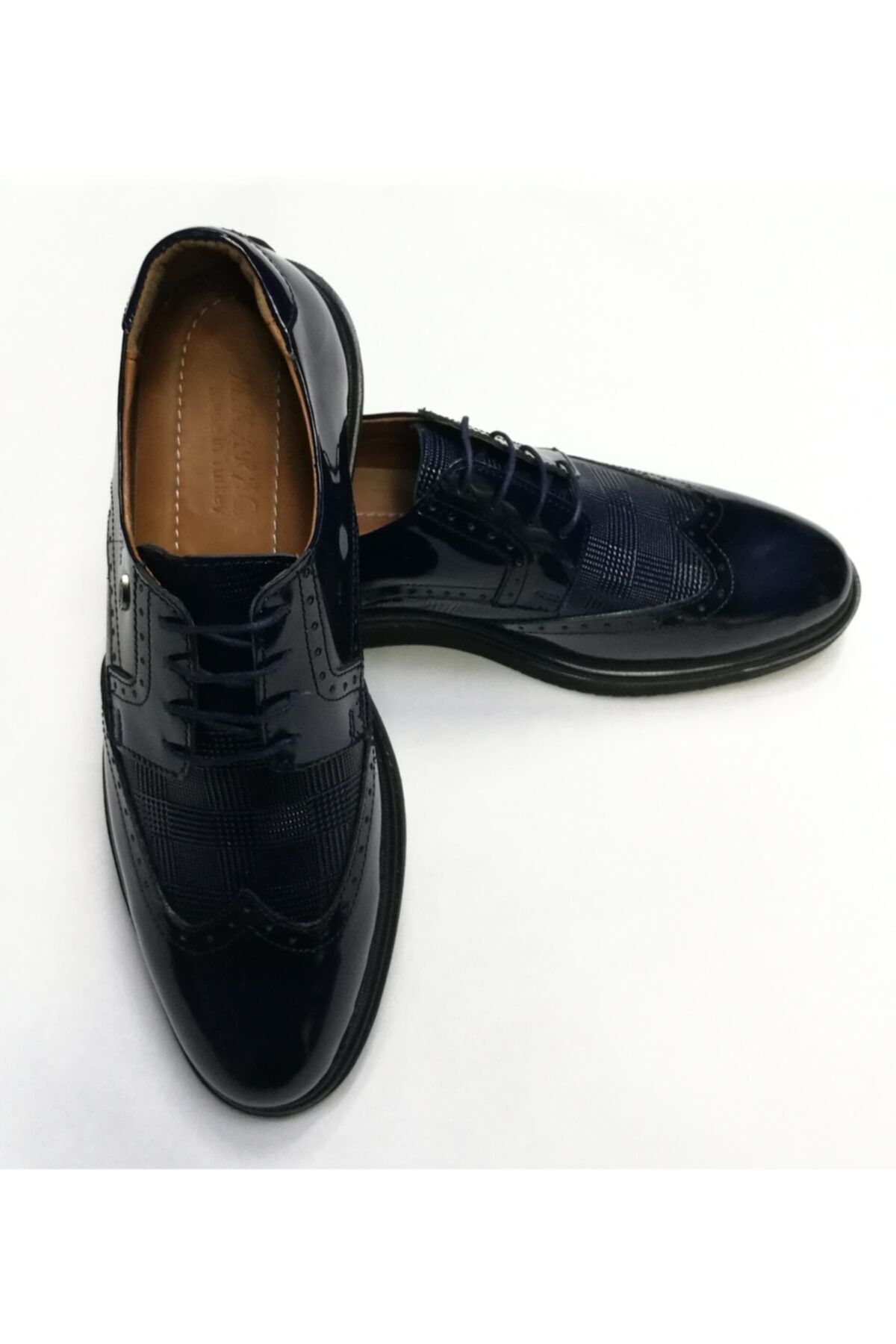 BM Home-Pantofi clasici eleganti, albastru bleumarin, cu șireturi 2