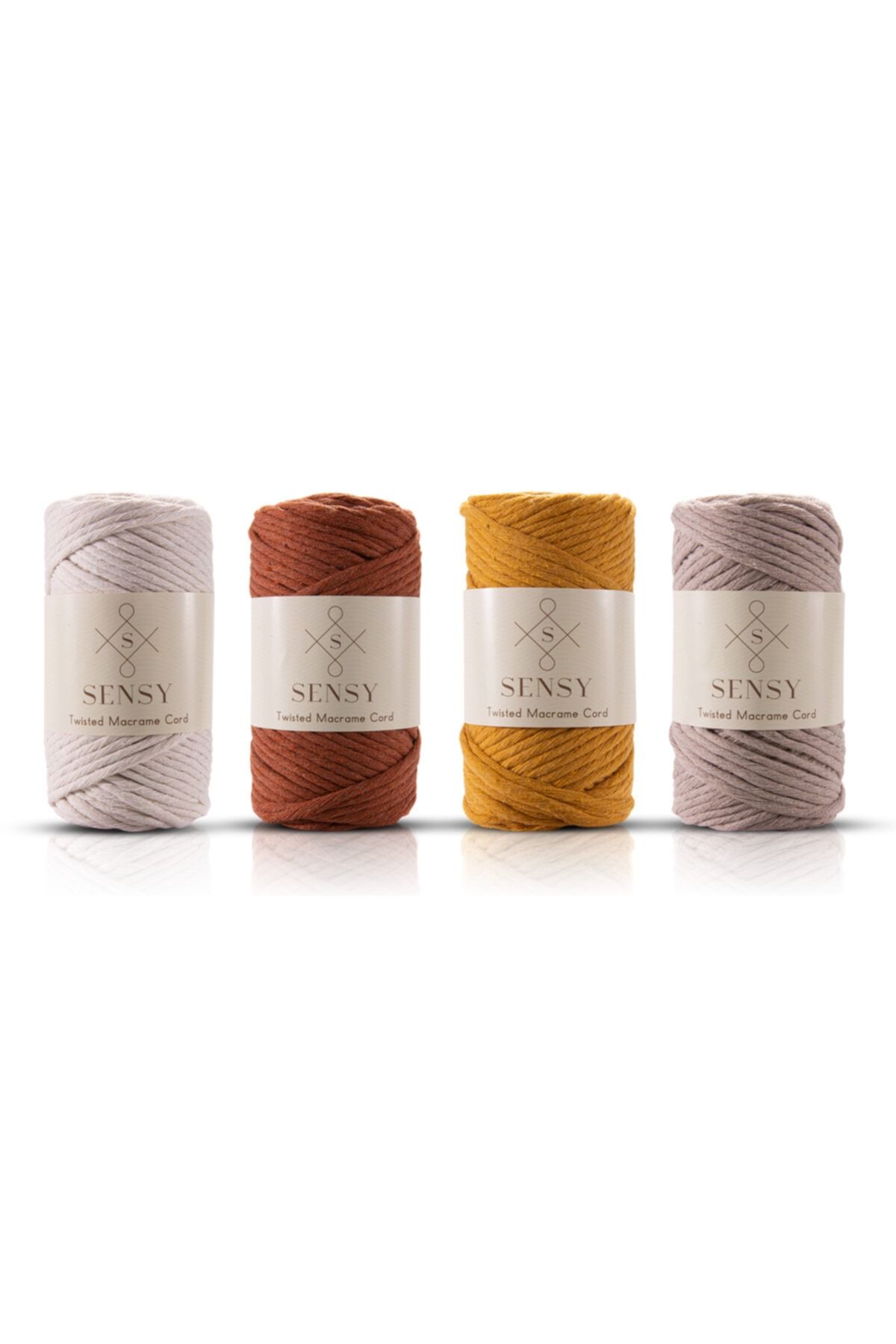 SENSY-Scanned Macrame Macrame Hobby Thread Set of 4 Ecru - Tile - Mustard - Milk Coffee - Ecru 1