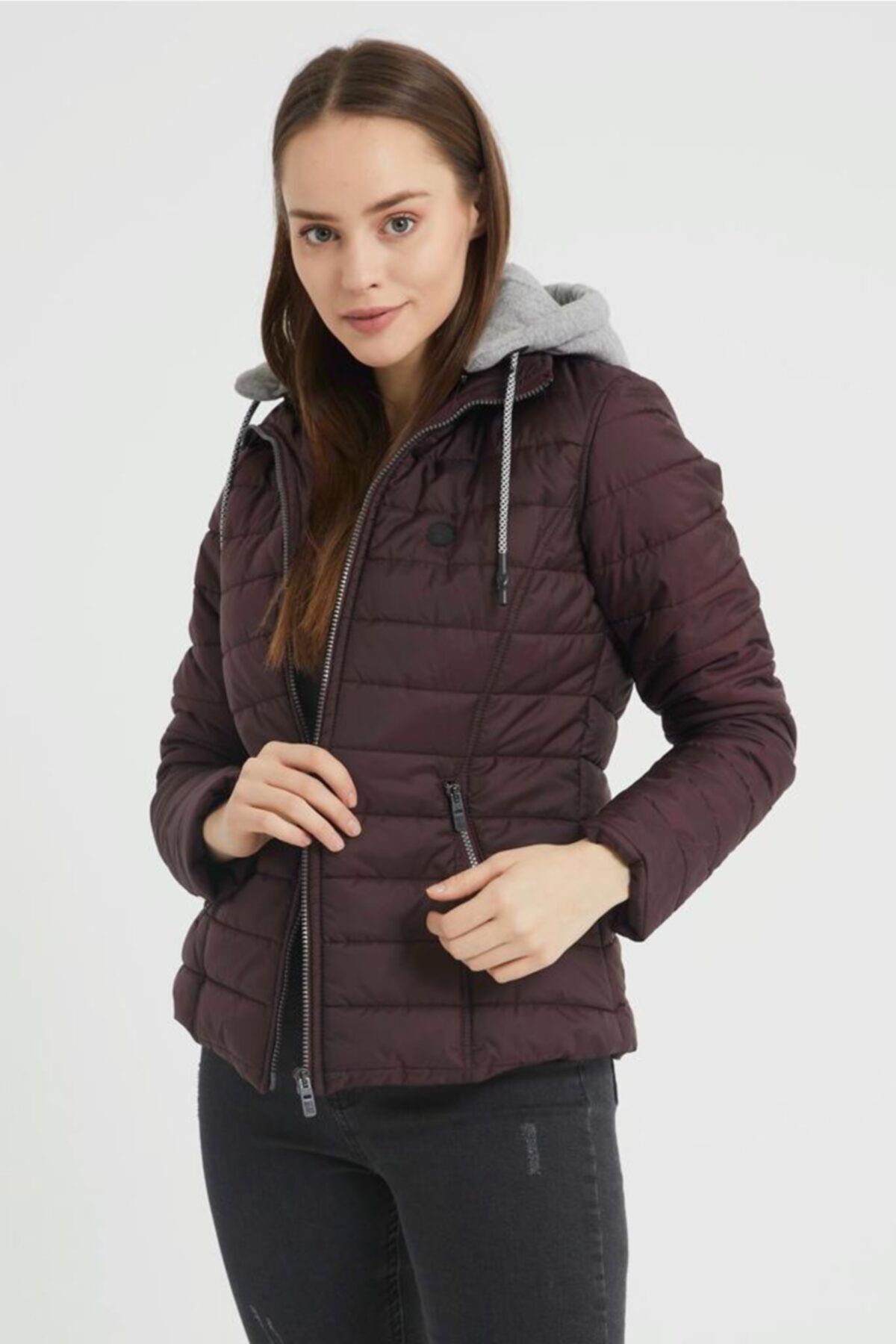 Burgundy womens outlet puffer jacket