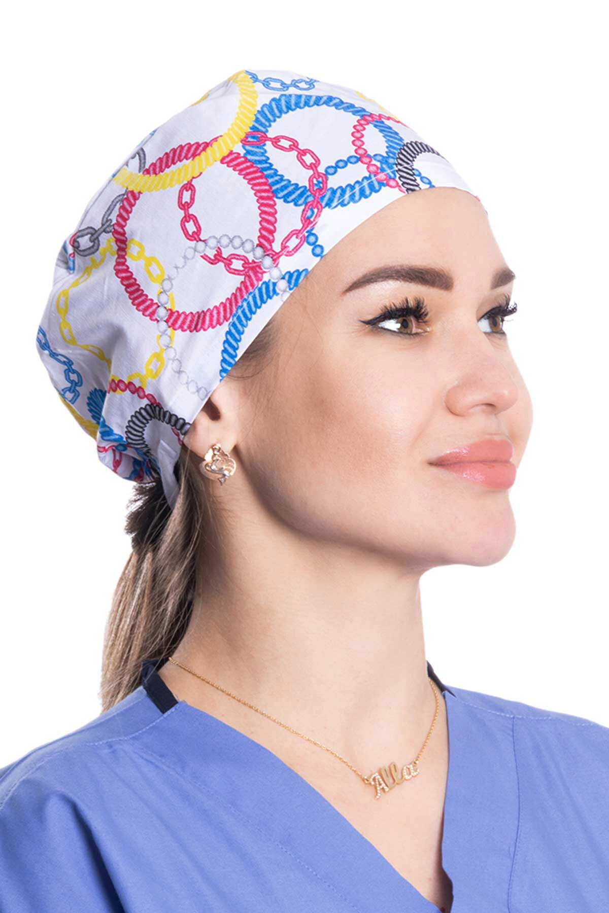 Şirin A Medikal Cerrahi Bone | Renkli Desenli Cerrahi Bone | Bn218beyaz