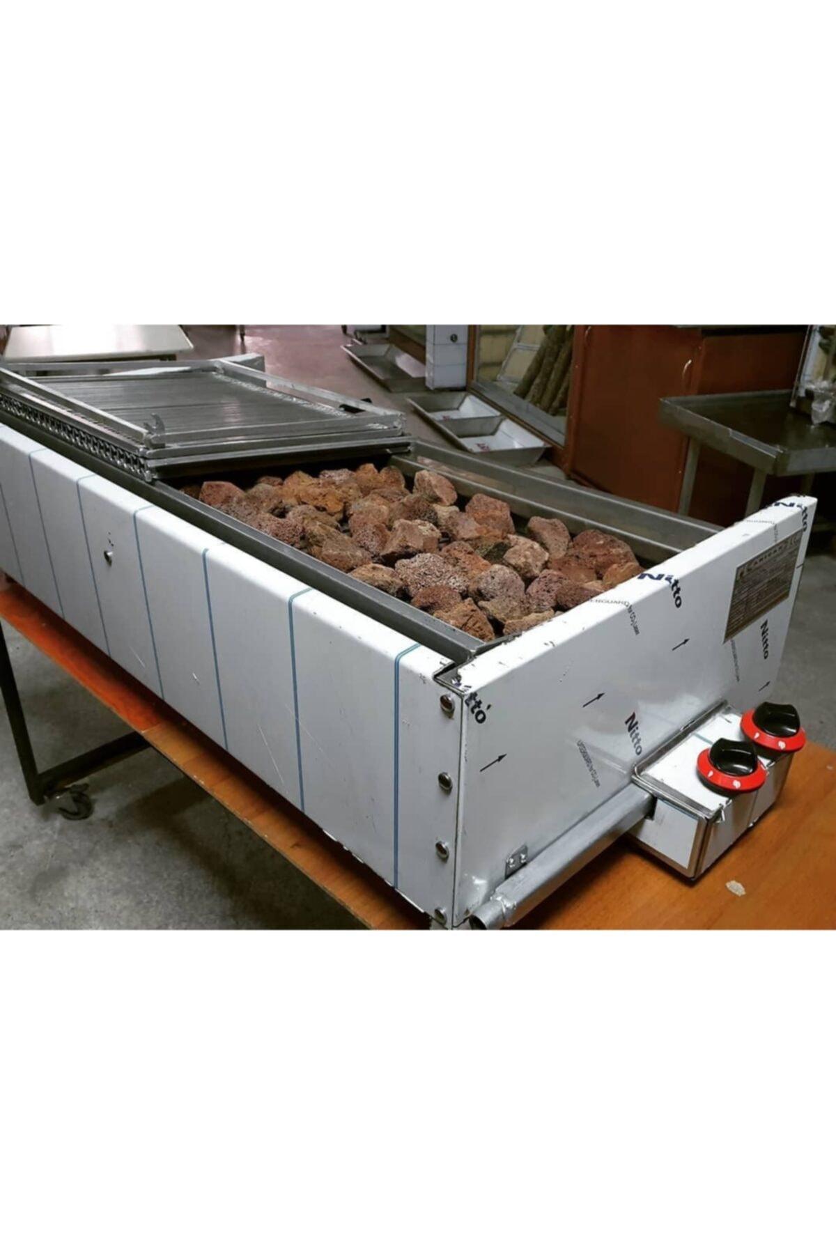 Doğalgazlı Lav Taşlı Izgara Mangal Lava Taşlı Endüstriyel Grill -70 Cm- 6