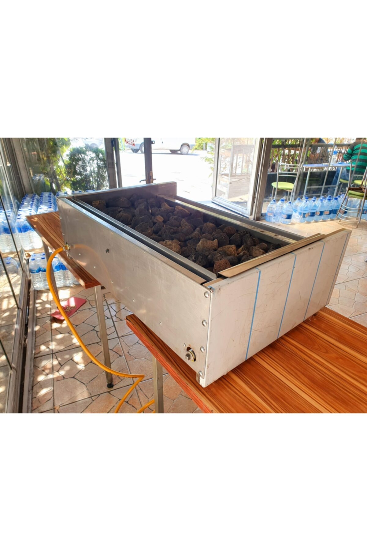 Doğalgazlı Lav Taşlı Izgara Mangal Lava Taşlı Endüstriyel Grill -100 Cm- 8