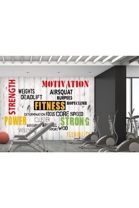 Fitness Spor Salonu Renkli Yazılı Duvar Kağıdı spor-55