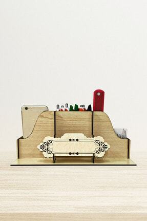 Kapbirhediye Krem Ahşap Masaüstü Kalemlik