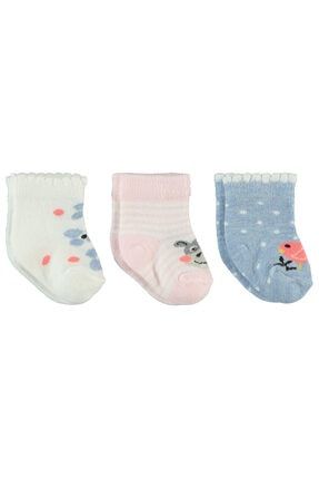 Kız Bebek 3'lü Çorap Set 0-6 Ay Mavi D3E571915SS1