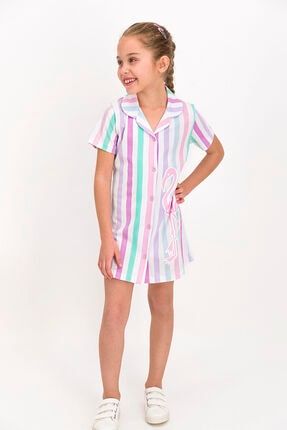 U.s. Polo Assn Lisanslı Striped Beyaz Kız Çocuk Elbise US876-C