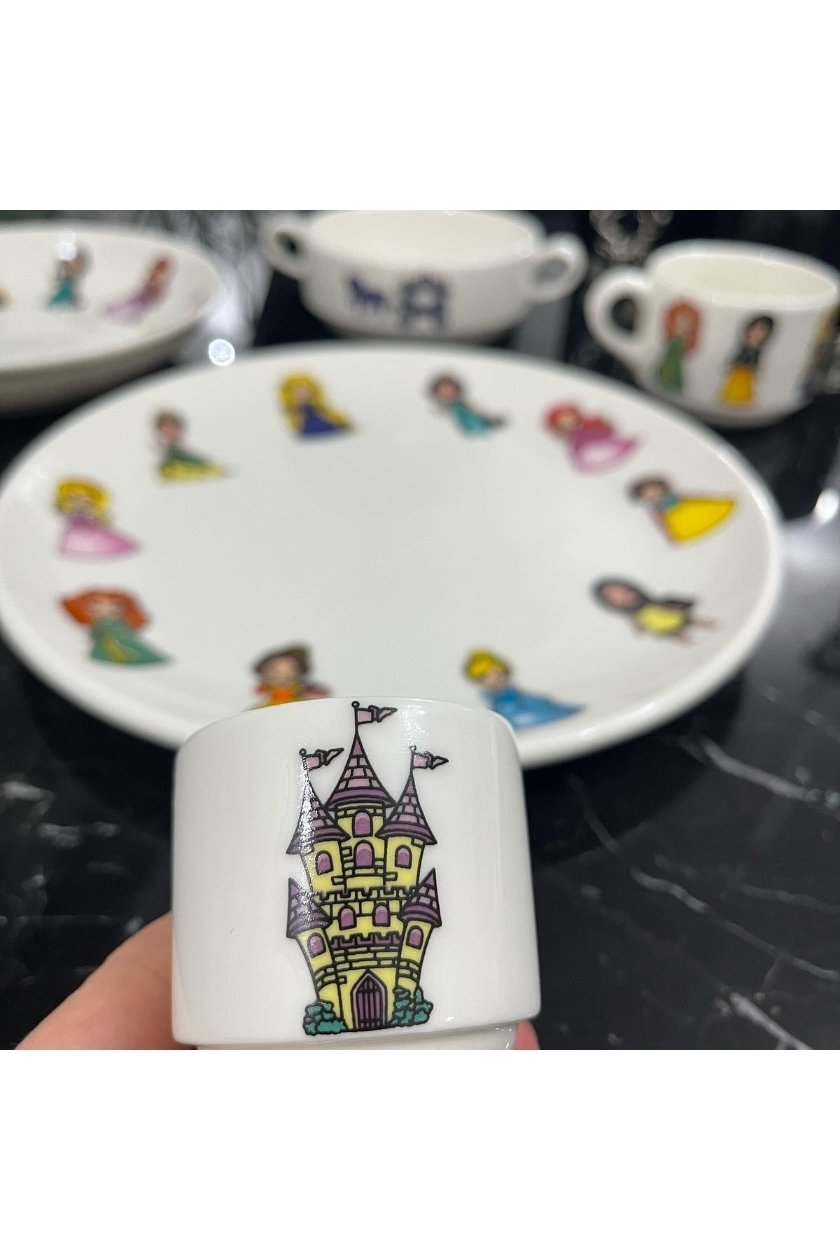 TEBAK COLLECTION Prenses Desen Porselen 5 Parça Çocuk Yemek Takımı Mama Seti fotoğrafı 4 (önizleme)