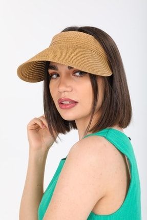 Kadın Ayarlanabilir Siperlikli Hasır Vizör Yazlık Plaj Şapkası HA330V