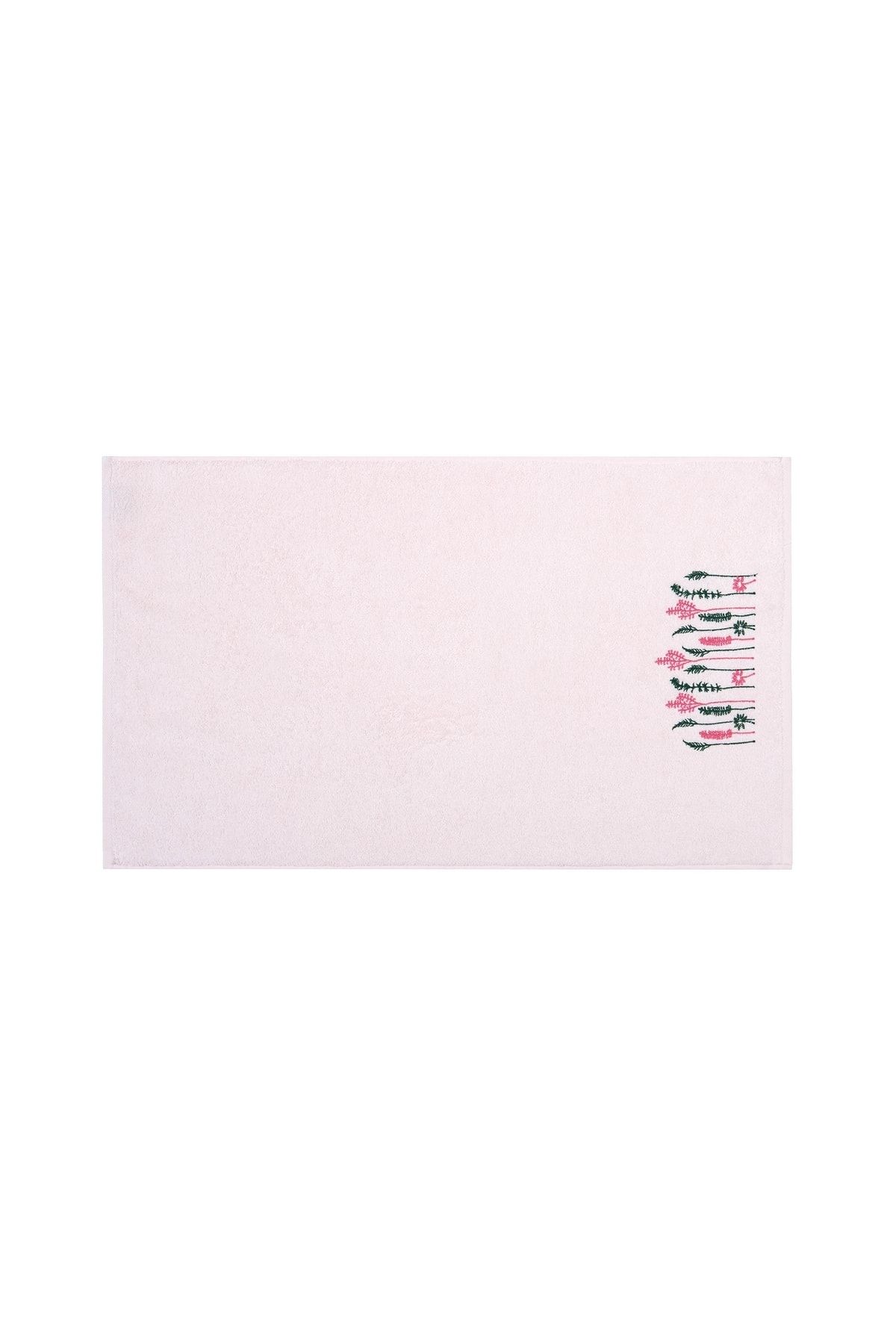 Nuvomon Botanical Nakışlı El Havlusu - Pudra - 30x50 Cm RY8437
