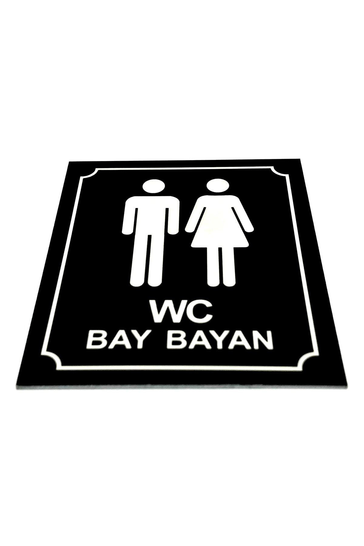 WC Toilet Sign Male Female Black Color, Door Wall Orientation Plate 10cm X 12cm Resopal Plate