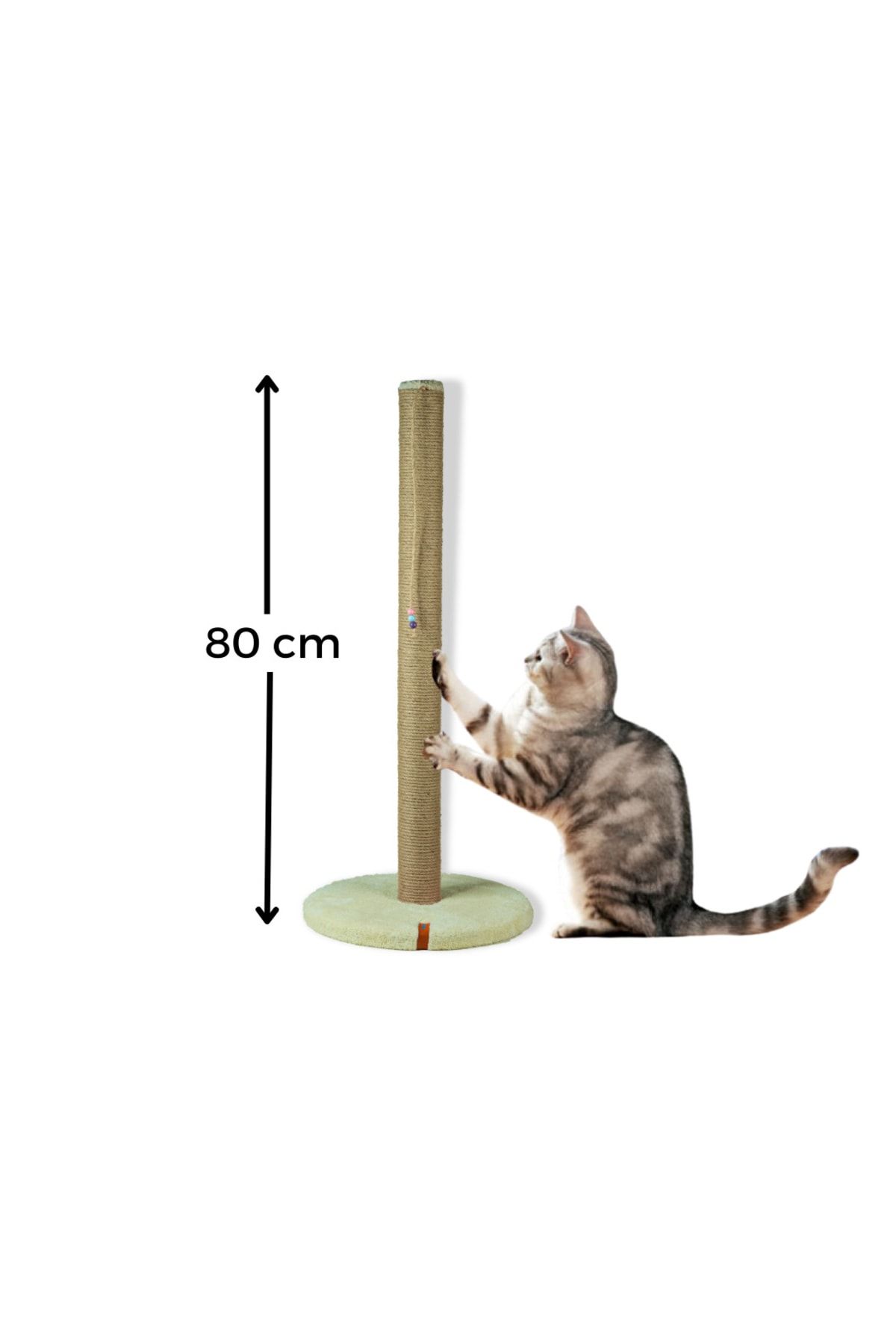 PUGALO-80 Cm Scratching Board Cylinder Base Long Catnip Scratching Board Cream 2